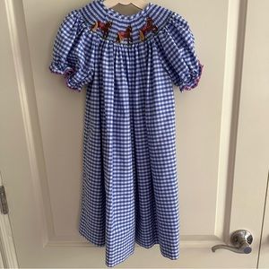 Southern Sunshine smocked horse bishop dress. Size 4T. EUC.